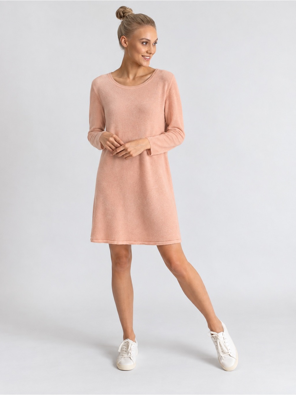 SAACHI Blush Long-Sleeve Scoop Neck Knit Dress